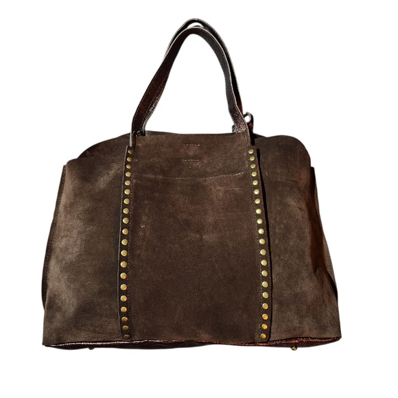 Marlon Brown Suede Tote Bag Made In Italy - Picture 5 of 10